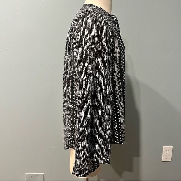 Sabina Musayev Black & White Geometric Print Long Sleeve Peasant Blouse Small - Picture 6 of 8
